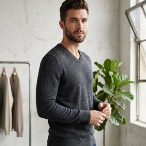 Men's Calvin Klein Lightweight Merino Wool V-Neck Sweater - Size Large - EUC